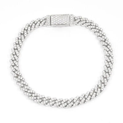 6MM Moissanite Miami Cuban Link Bracelet - White Gold