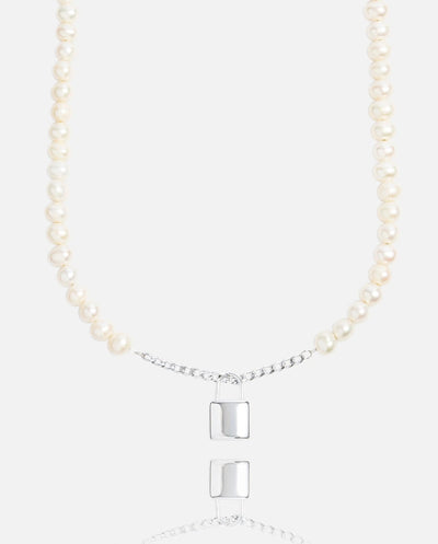 6mm Pearl + Padlock Necklace