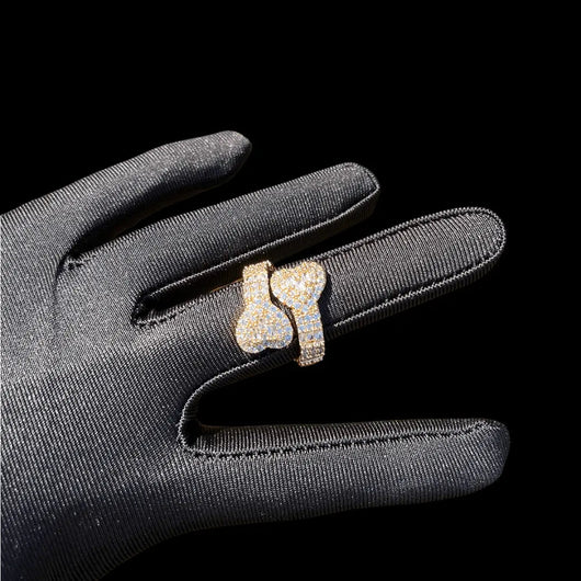 Double Heart Iced Out Ring