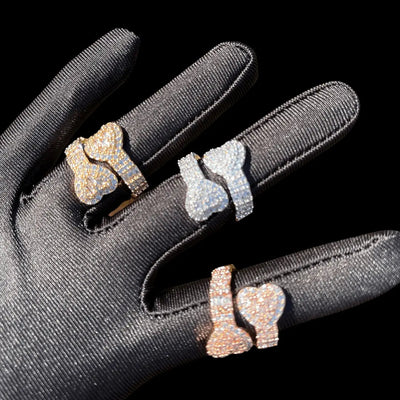 Double Heart Iced Out Ring
