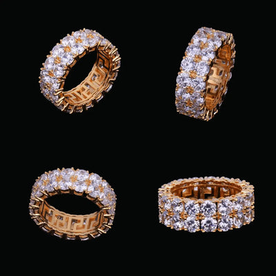 Tennis Two Rows Solitaire Iced Out Ring