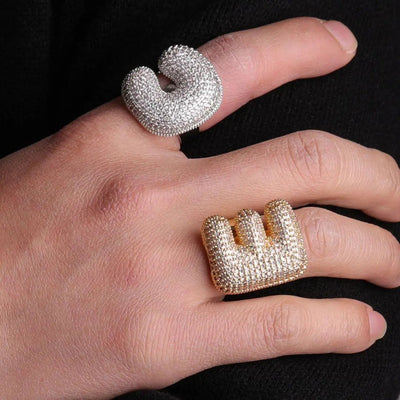 A-Z Initial Custom Letter Iced Out Ring