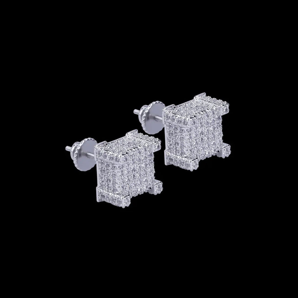 10MM Cursive Tennis Screw Iced Out Stud Earrings