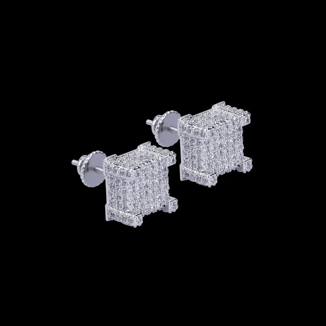 10MM Cursive Tennis Screw Iced Out Stud Earrings
