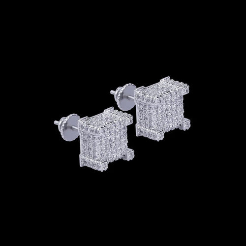 10MM Cursive Tennis Screw Iced Out Stud Earrings