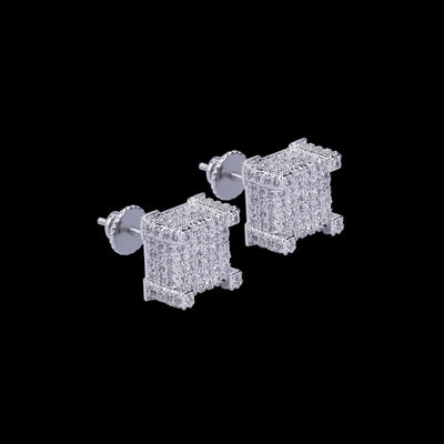 10MM Cursive Tennis Screw Iced Out Stud Earrings