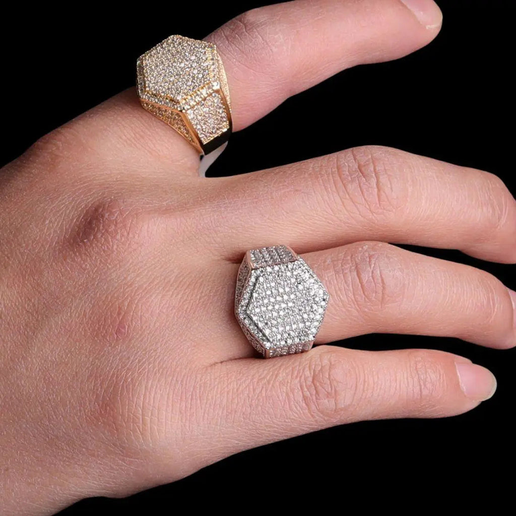 Hexagon Iced Out Ring