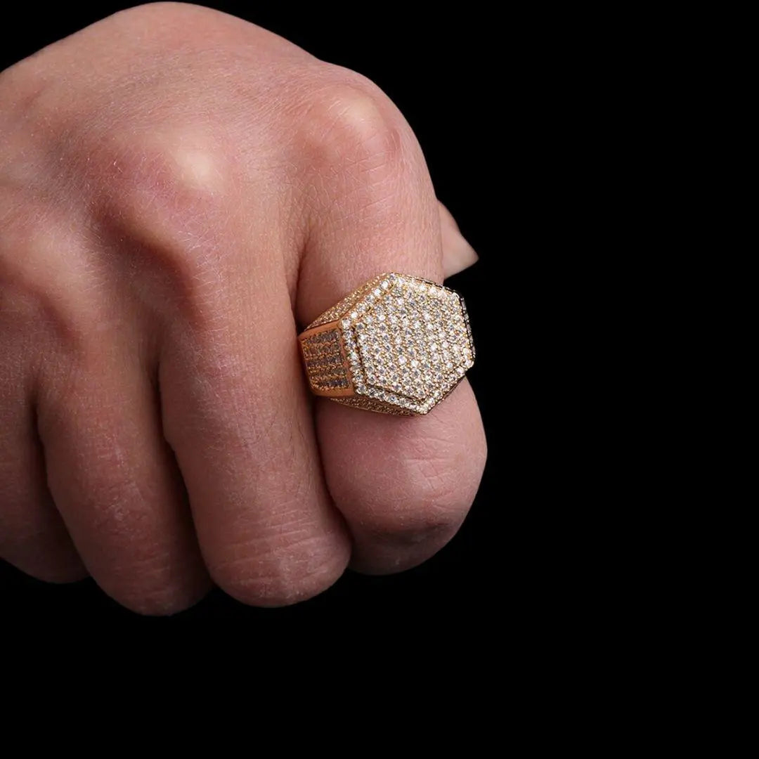 Hexagon Iced Out Ring