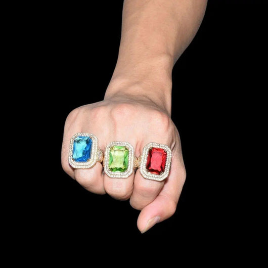 Emerald Stones Iced Out Ring