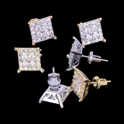 12MM Square Back Iced Out Stud Earrings
