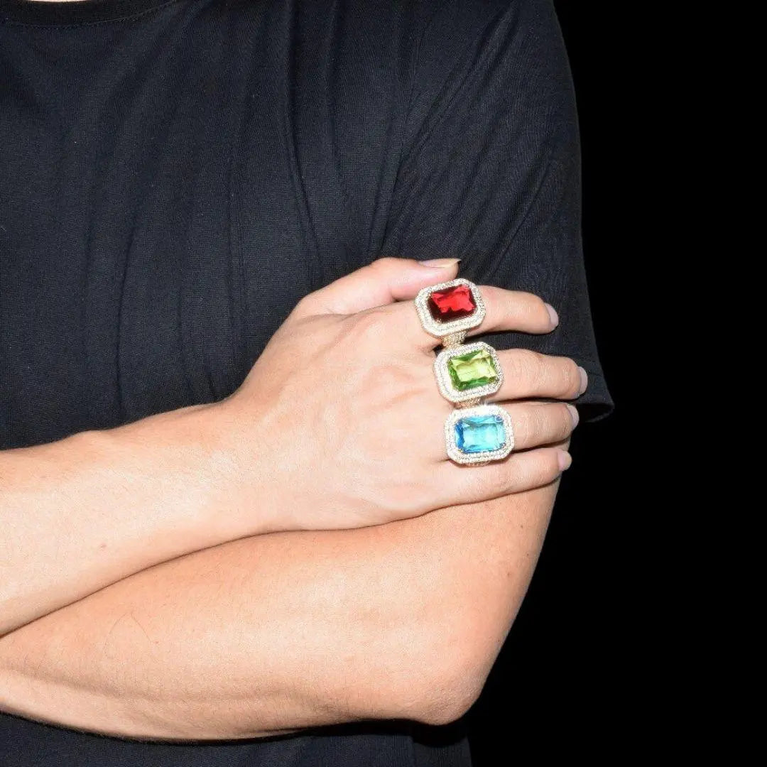 Emerald Stones Iced Out Ring