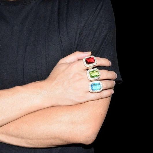 Emerald Stones Iced Out Ring