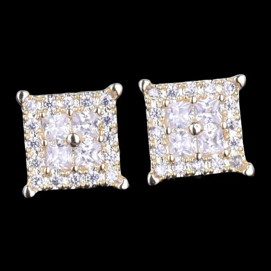 12MM Square Back Iced Out Stud Earrings