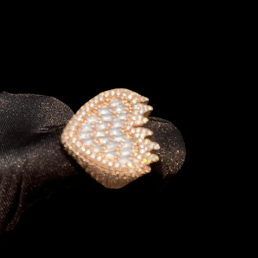 Flamy Heart Iced Out Ring