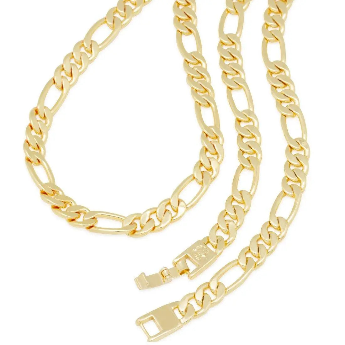 8mm Figaro Chain Choker Set