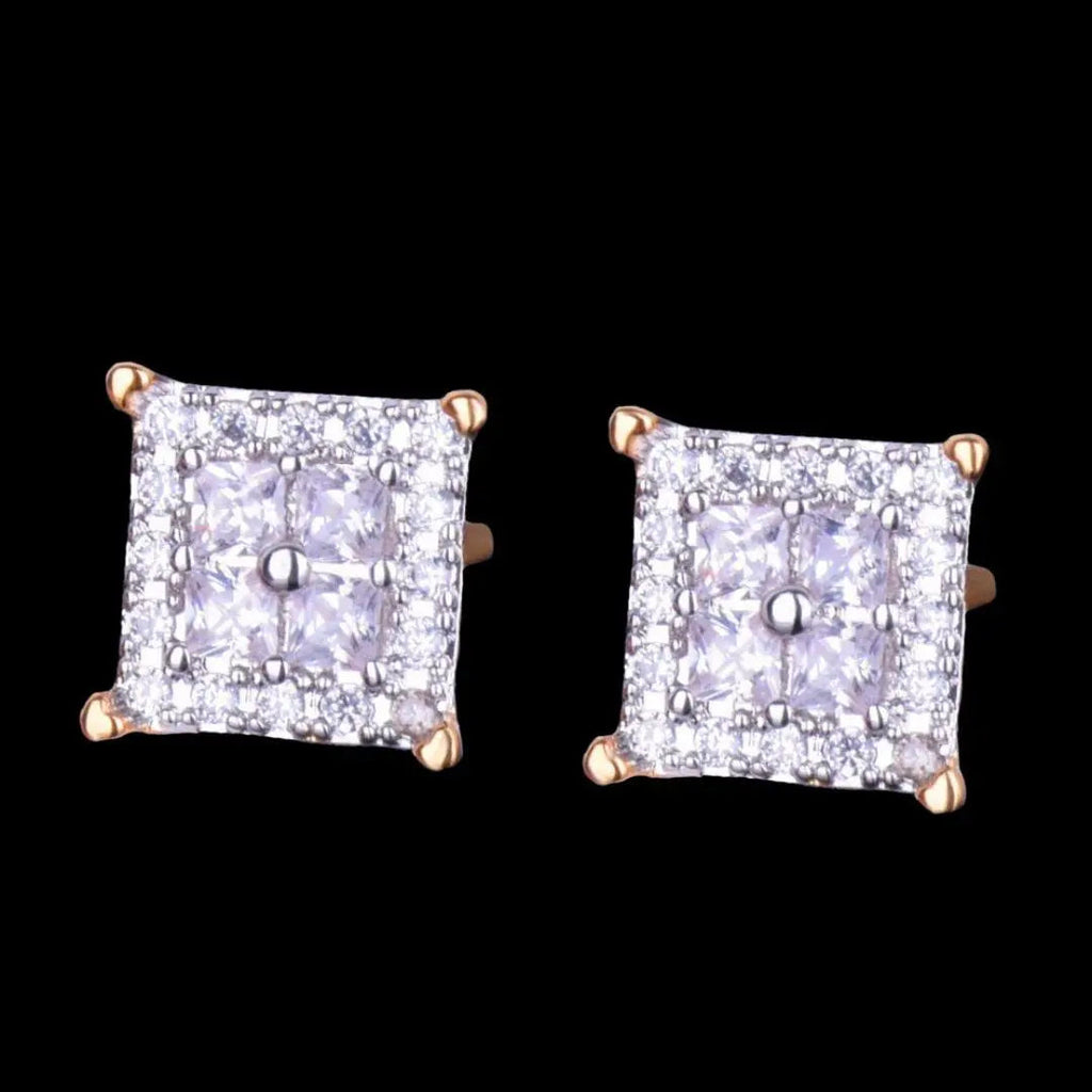 12MM Square Back Iced Out Stud Earrings