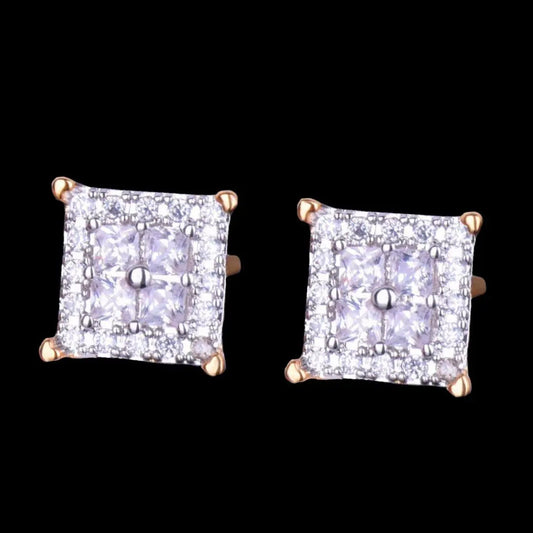 12MM Square Back Iced Out Stud Earrings