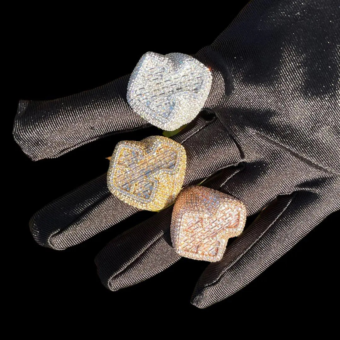 Cross Baguette Iced Out Ring