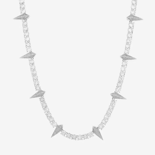 5mm Spike Tennis Chain - White Gold