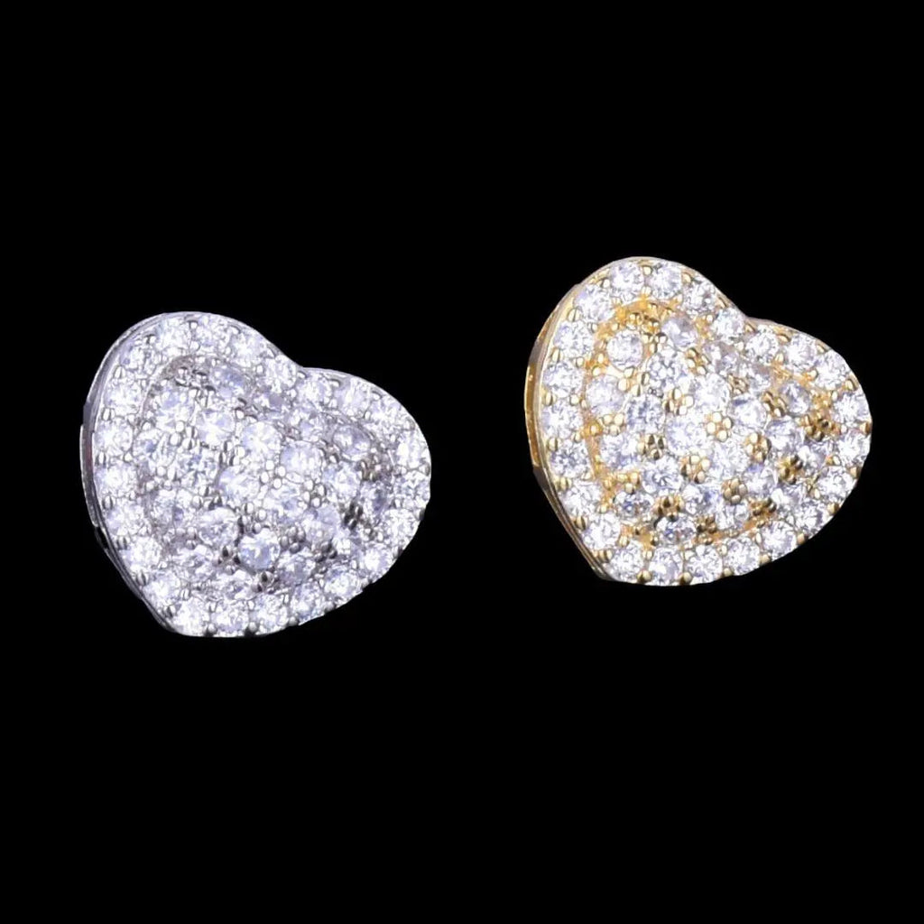 14MM Tennis Heart Iced Out Stud Earrings