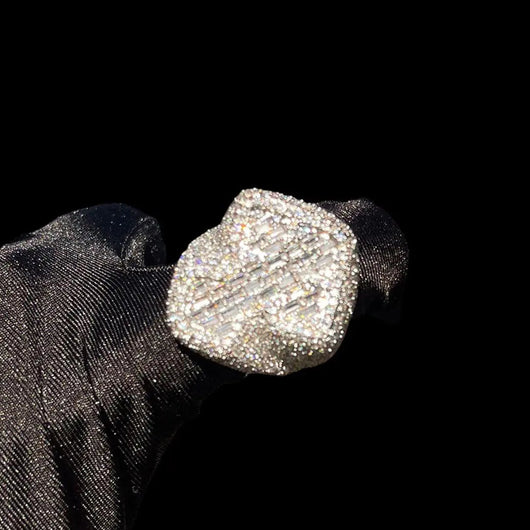 Cross Baguette Iced Out Ring