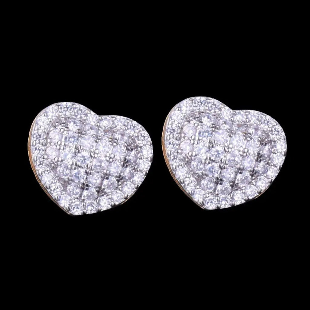 14MM Tennis Heart Iced Out Stud Earrings