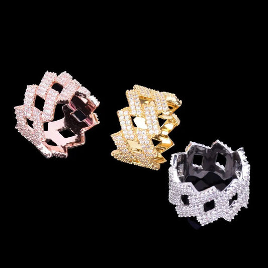 Crown Miami Cuban Link Iced Out Ring