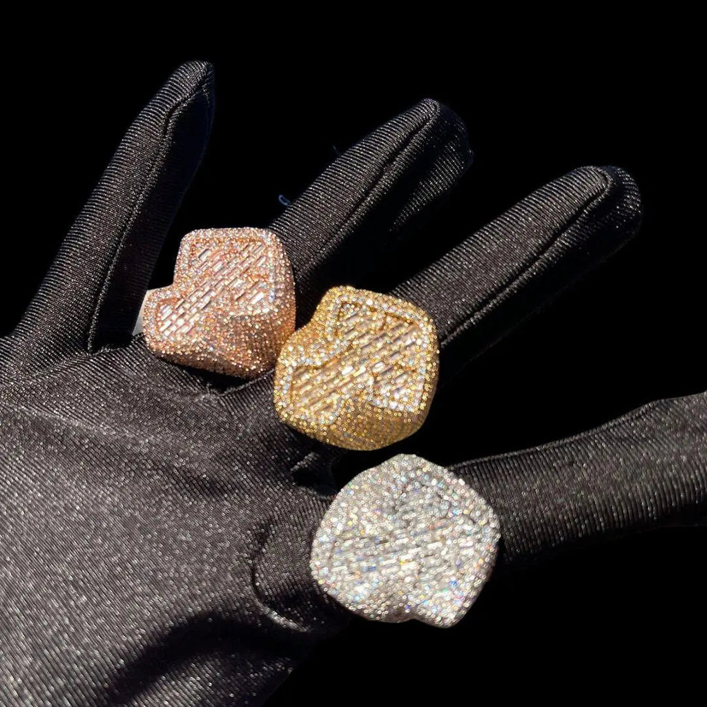 Cross Baguette Iced Out Ring
