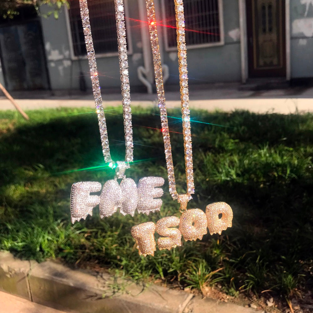 Drippy Bubble Custom Pendant - White Gold