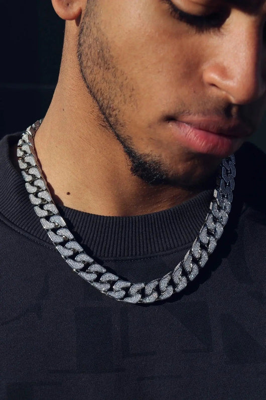 14mm - Cuban Link Chain - White Gold