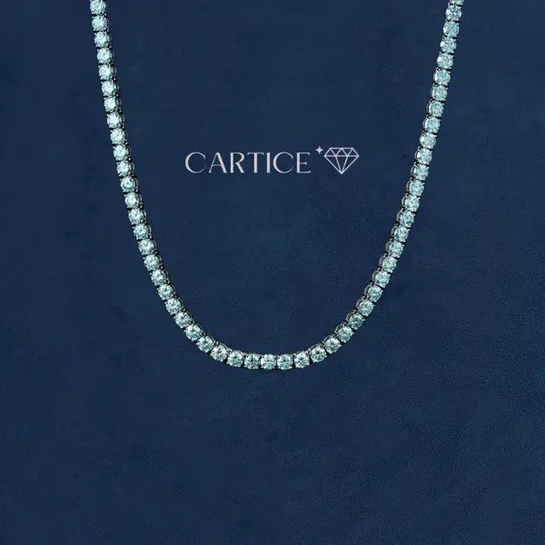 Blue Moissanite Tennis Chain - Gold Vermeil