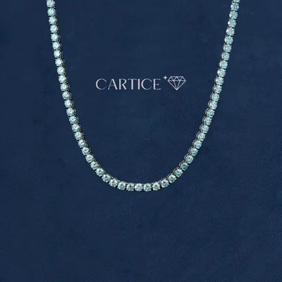 Blue Moissanite Tennis Chain - Gold Vermeil