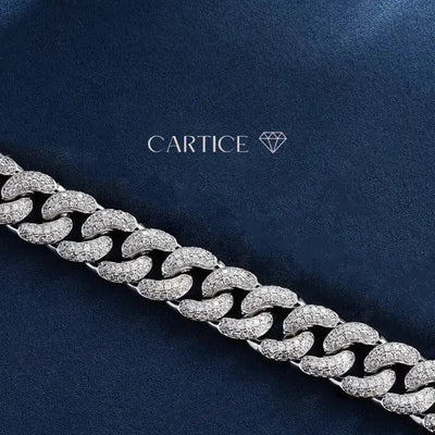 12mm Row Moissanite Cuban Link - Gold Vermeil
