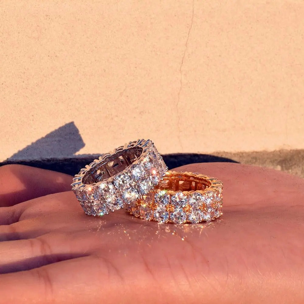 Tennis Two Rows Solitaire Iced Out Ring