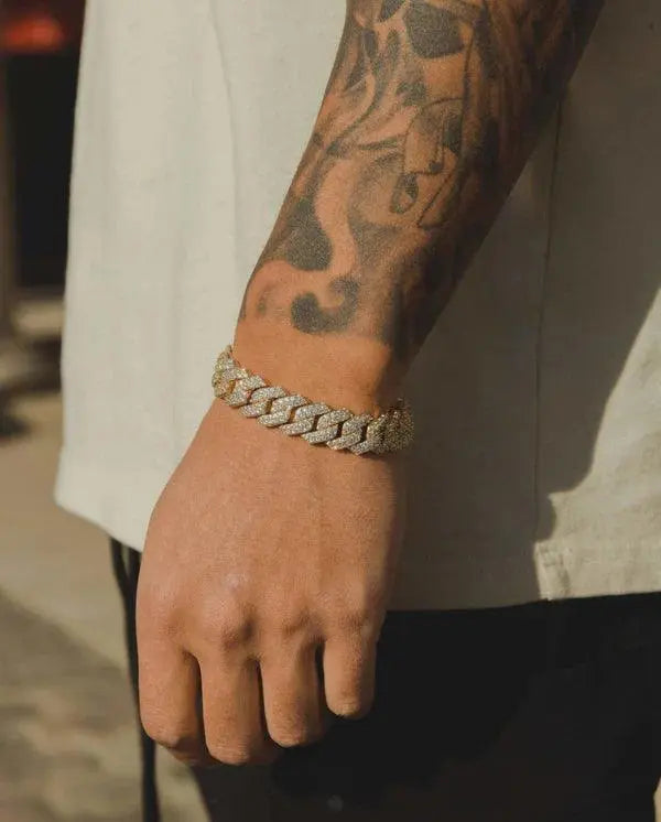 14MM ICED OUT CUBAN BRACELET - Gold