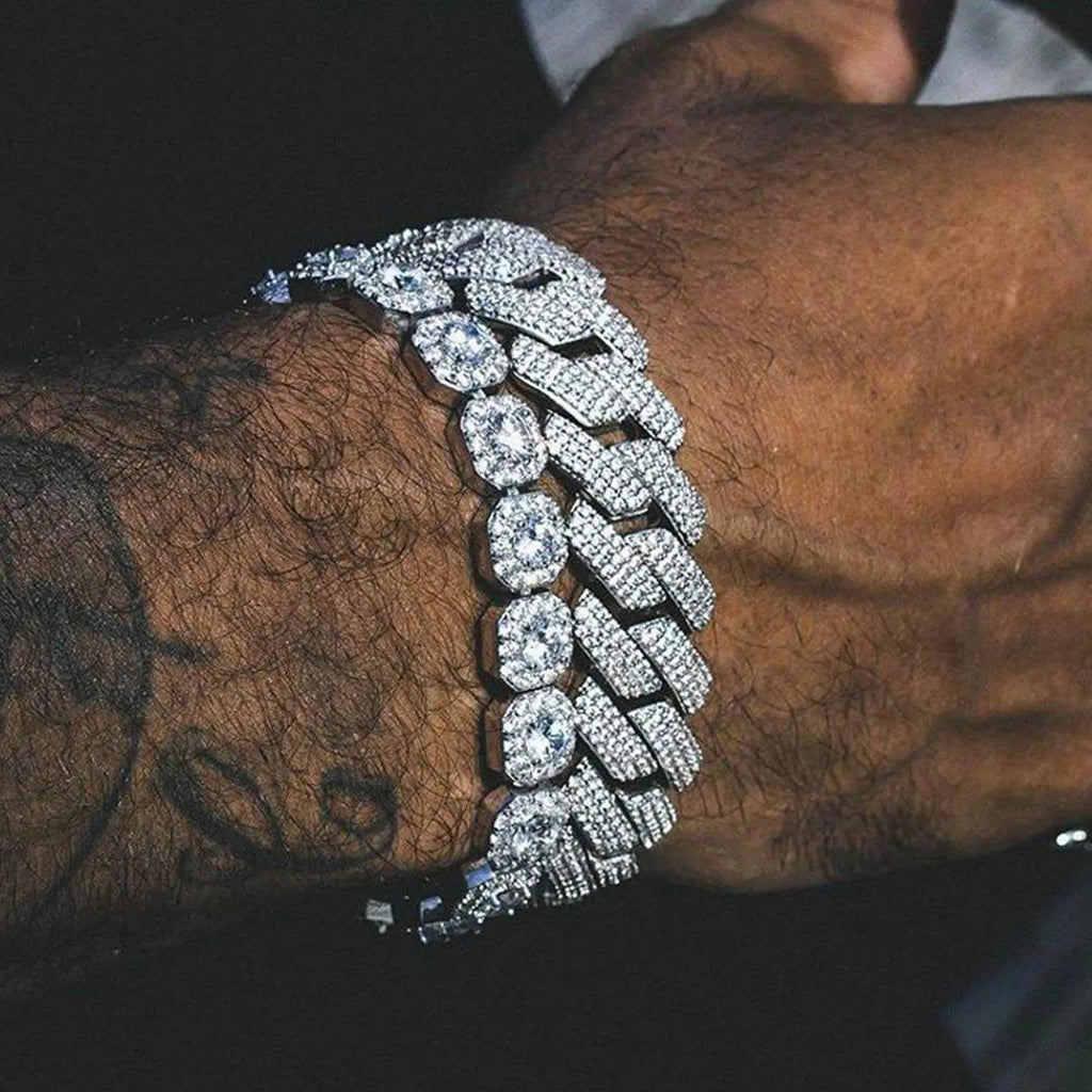 DIAMOND PRONG CUBAN BRACELET 8MM