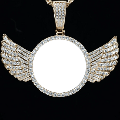 Custom Wing Photo Pendant- Gold