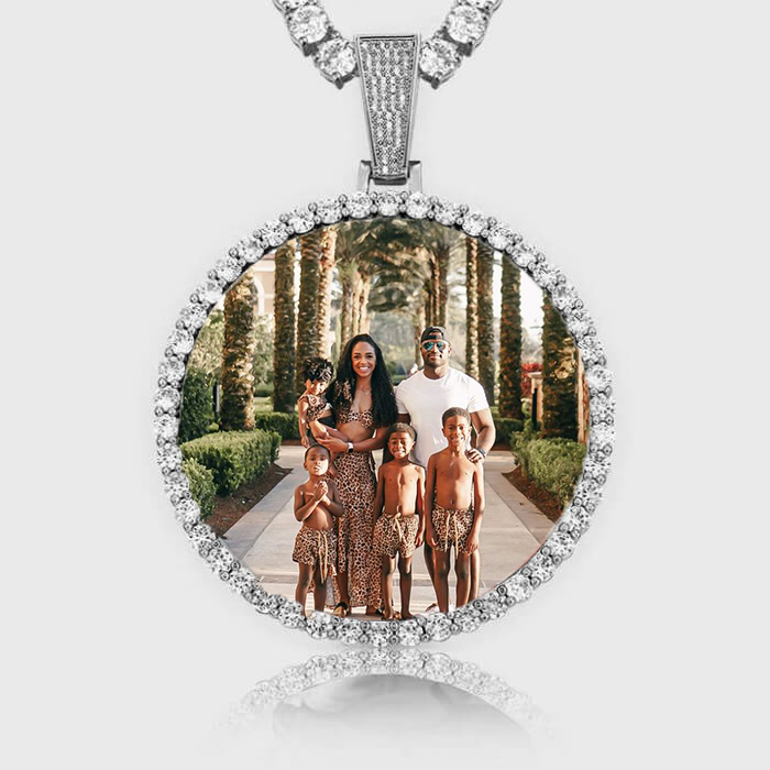 Custom Photo Pendant - White Gold