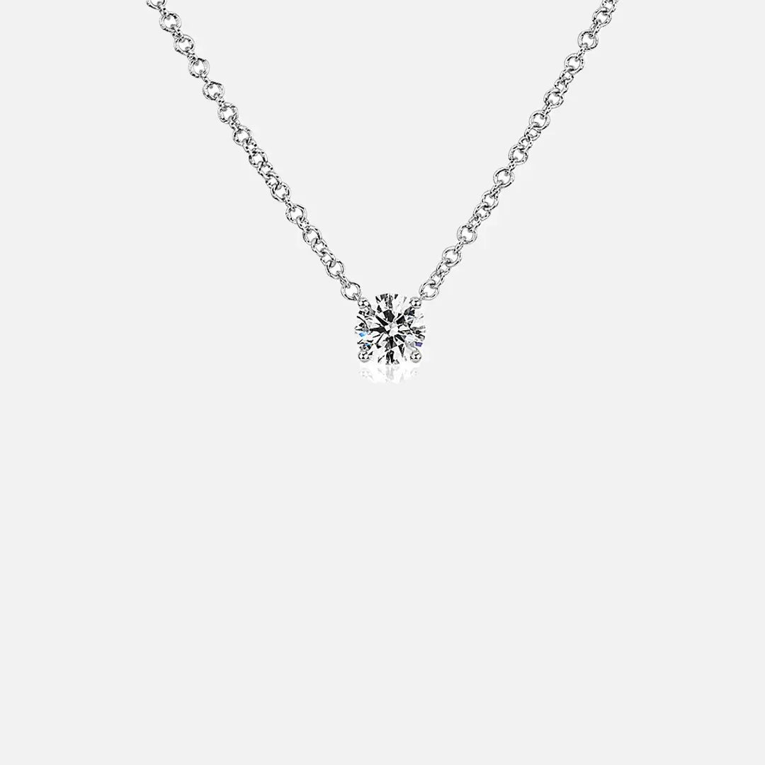 2ct Moissanite Solitaire Adjustable Necklace - White Vermeil