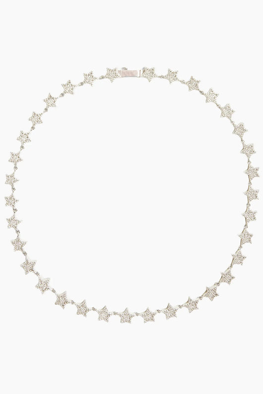 8MM ICED STAR CHAIN - WHITE GOLD