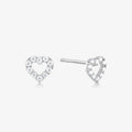 Outline Stud Heart Earring - White Gold