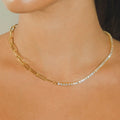 Half Tennis Half Hermes Necklace - Gold
