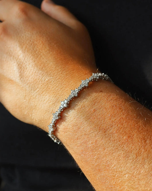 Comb Tennis Bracelet - White Gold
