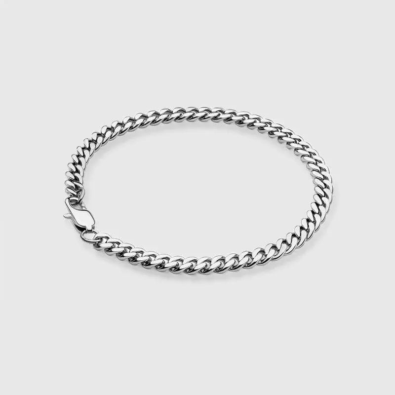 5MM CUBAN LINK BRACELET - White Gold