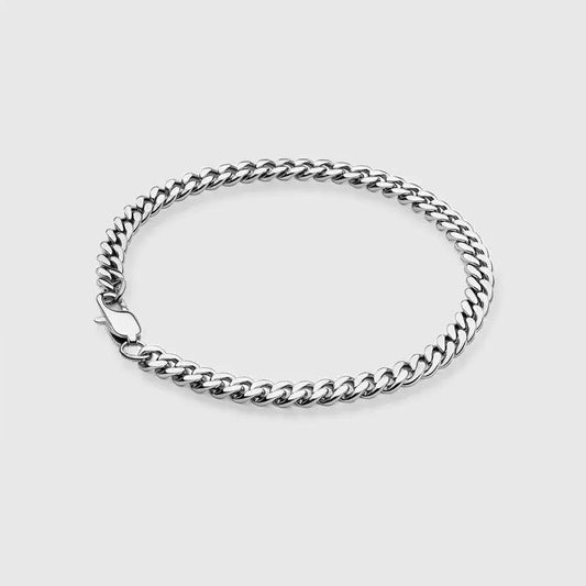 5MM CUBAN LINK BRACELET - White Gold