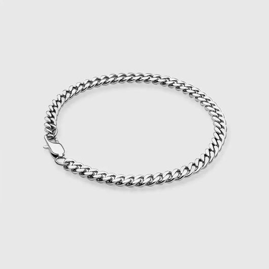 5MM CUBAN LINK BRACELET - White Gold