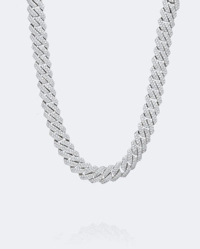 10mm Diamond Prong Link Chain - White Gold
