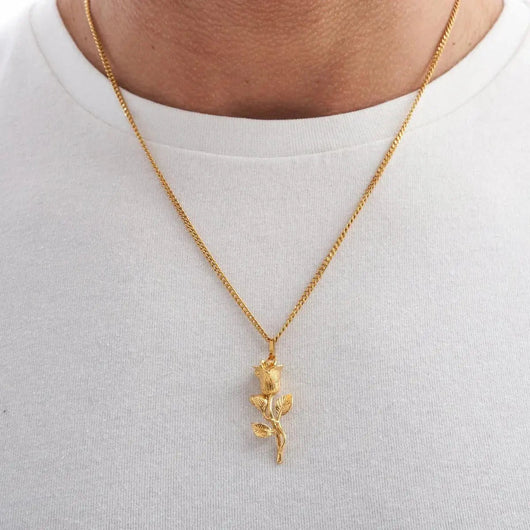 ROSE PENDANT + MICRO CUBAN CHAIN