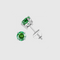 GREEN ROUND 1CT EARRINGS - White Gold Vermeil