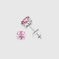 PINK ROUND 1CT EARRINGS - White Gold Vermeil
